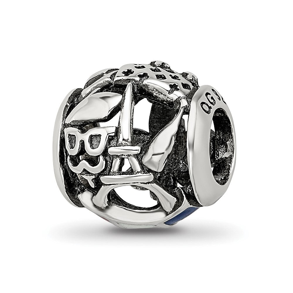 Sterling Silver Reflections Enameled French Theme Bead