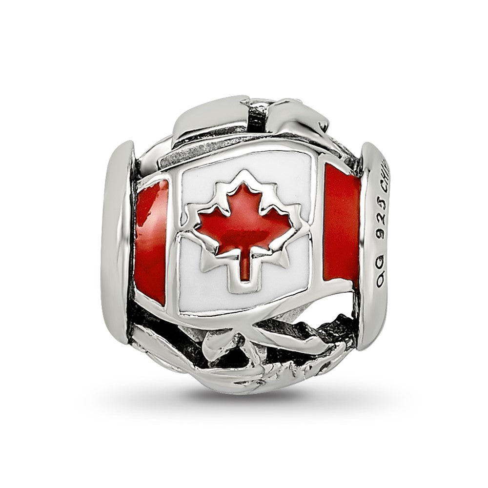 Sterling Silver Reflections Enameled Canada Theme Bead