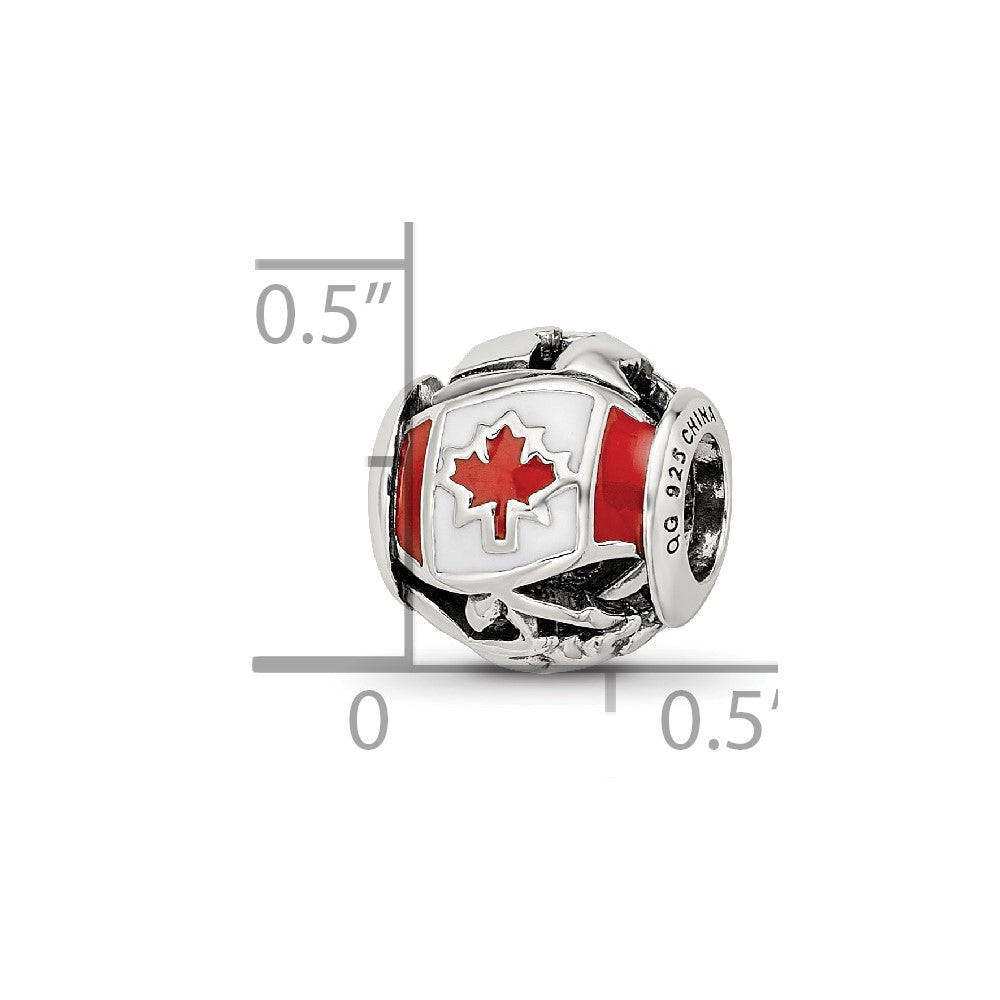 Sterling Silver Reflections Enameled Canada Theme Bead