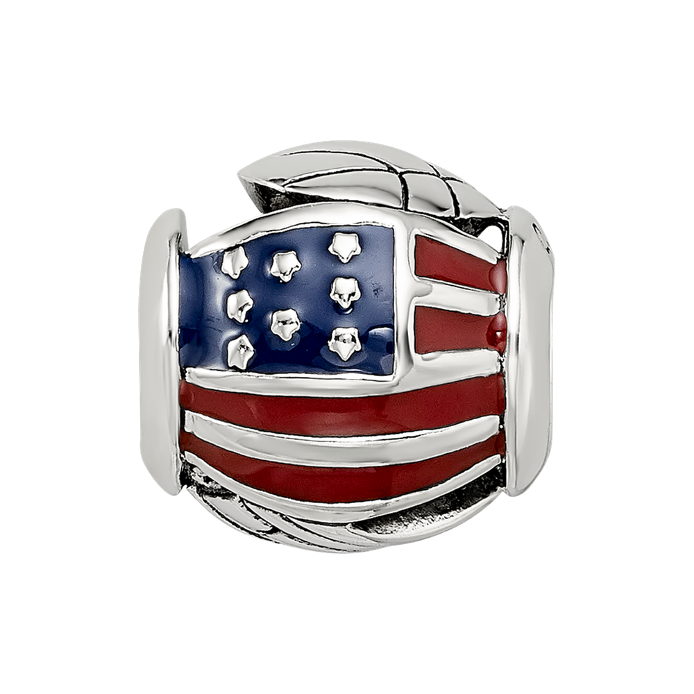 Sterling Silver Reflections Enameled USA Theme Bead