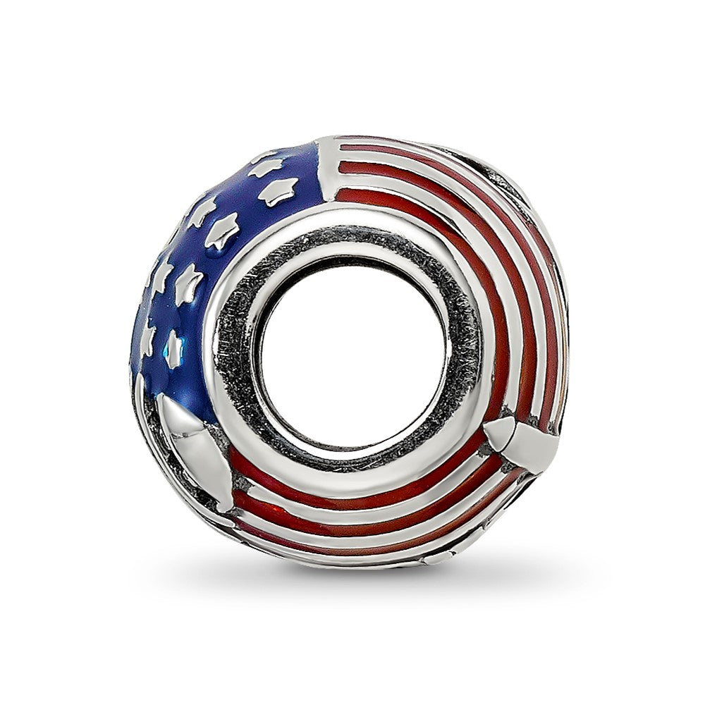 Sterling Silver Reflections Enameled American Flag Bead