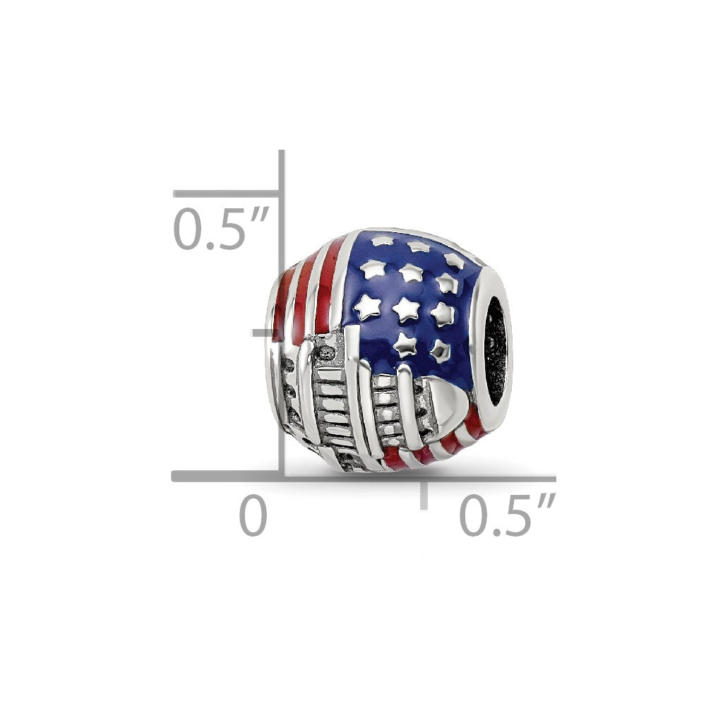 Sterling Silver Reflections Enameled American Flag Bead