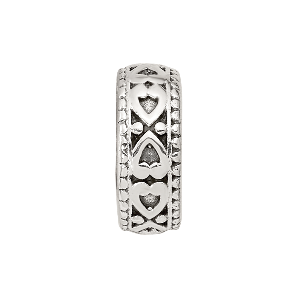 Sterling Silver Reflections Antiqued Bali Hearts Gripper Bead