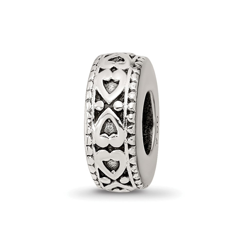 Sterling Silver Reflections Antiqued Bali Hearts Gripper Bead