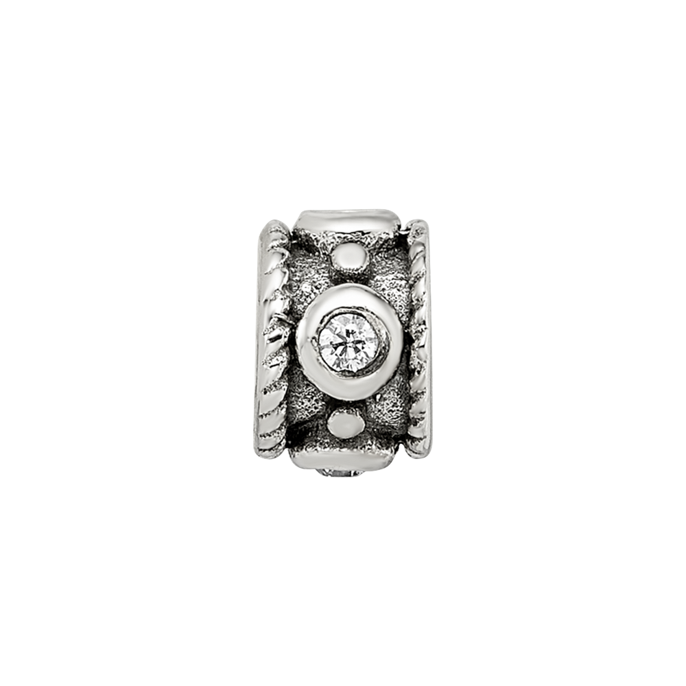 Sterling Silver Reflections CZ Rope Bead