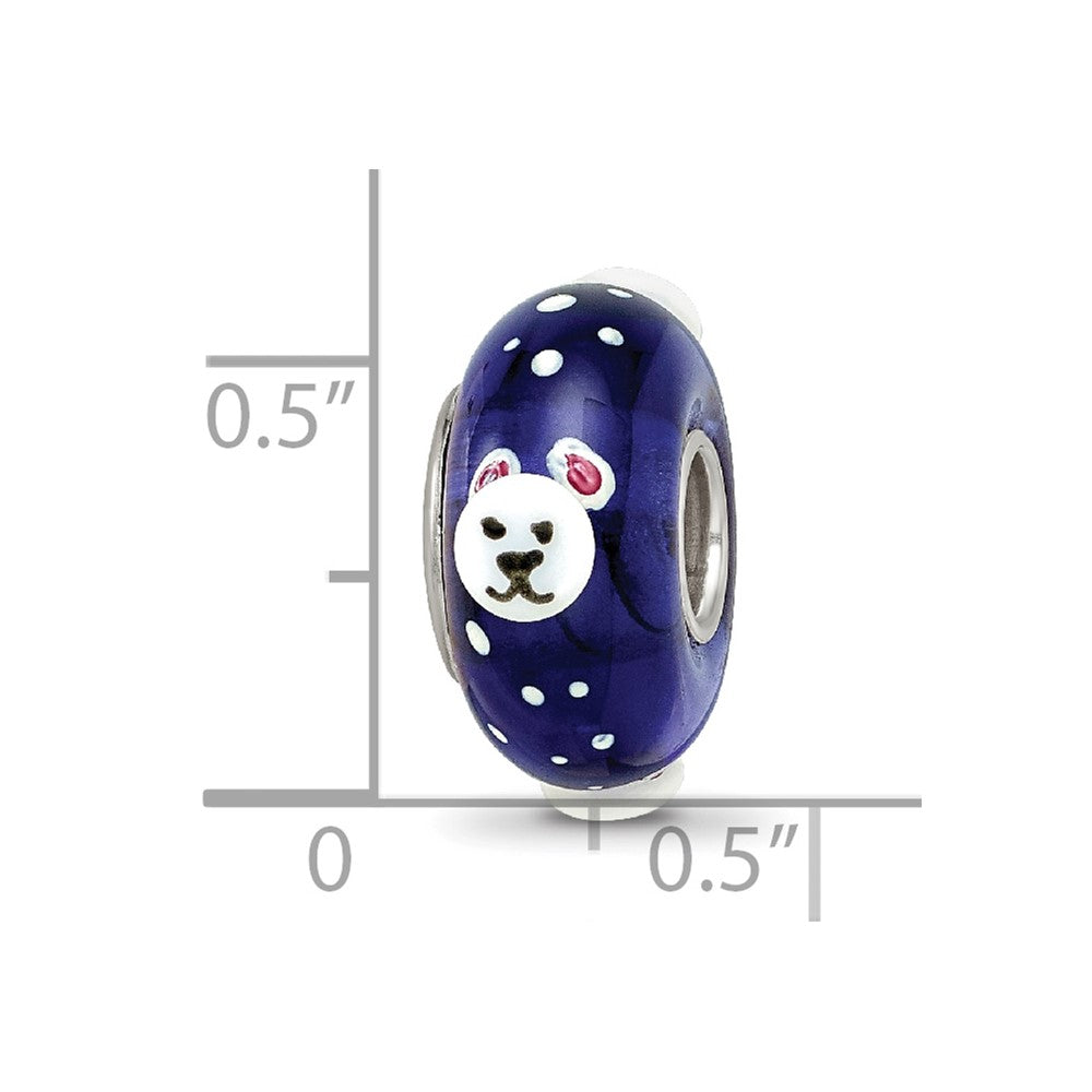 Ster.Silver Reflections Hand Painted Roly Polar Bear Fenton Glass Bead