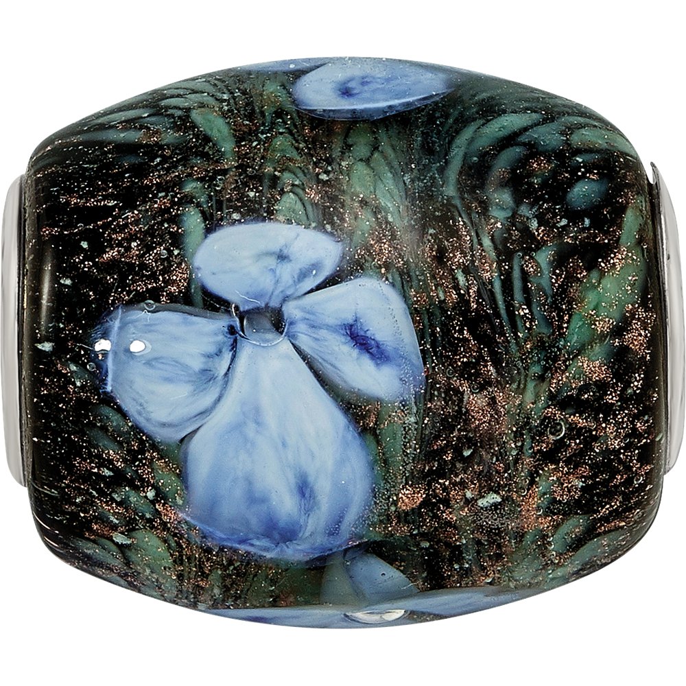 Ster.Silver Reflections Hand Paint Hydrangea Moonlight Fenton Glass Bead