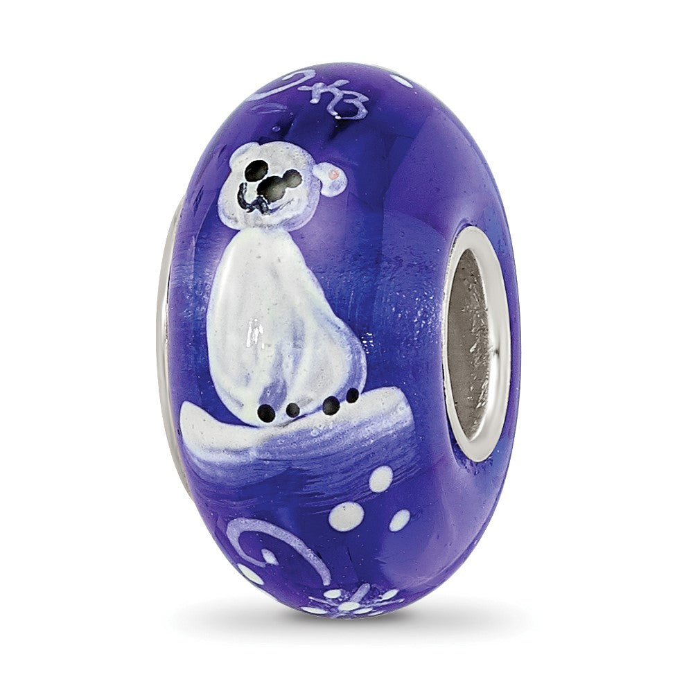 Ster.Silver Reflections Hand Painted Little Nora Fenton Glass Bead