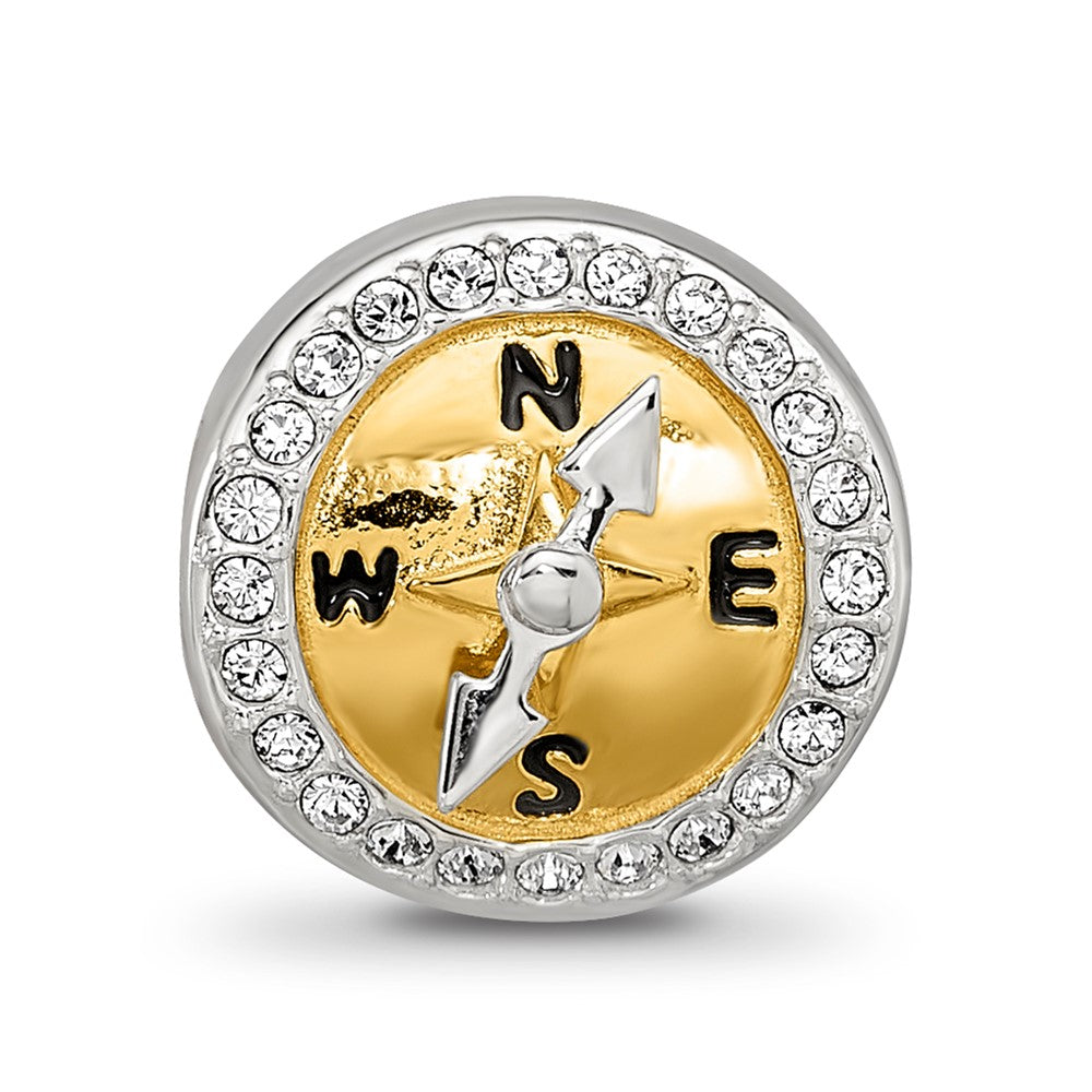 Sterling Silver Reflections Gold Tone CZ Moveable Compass Bead