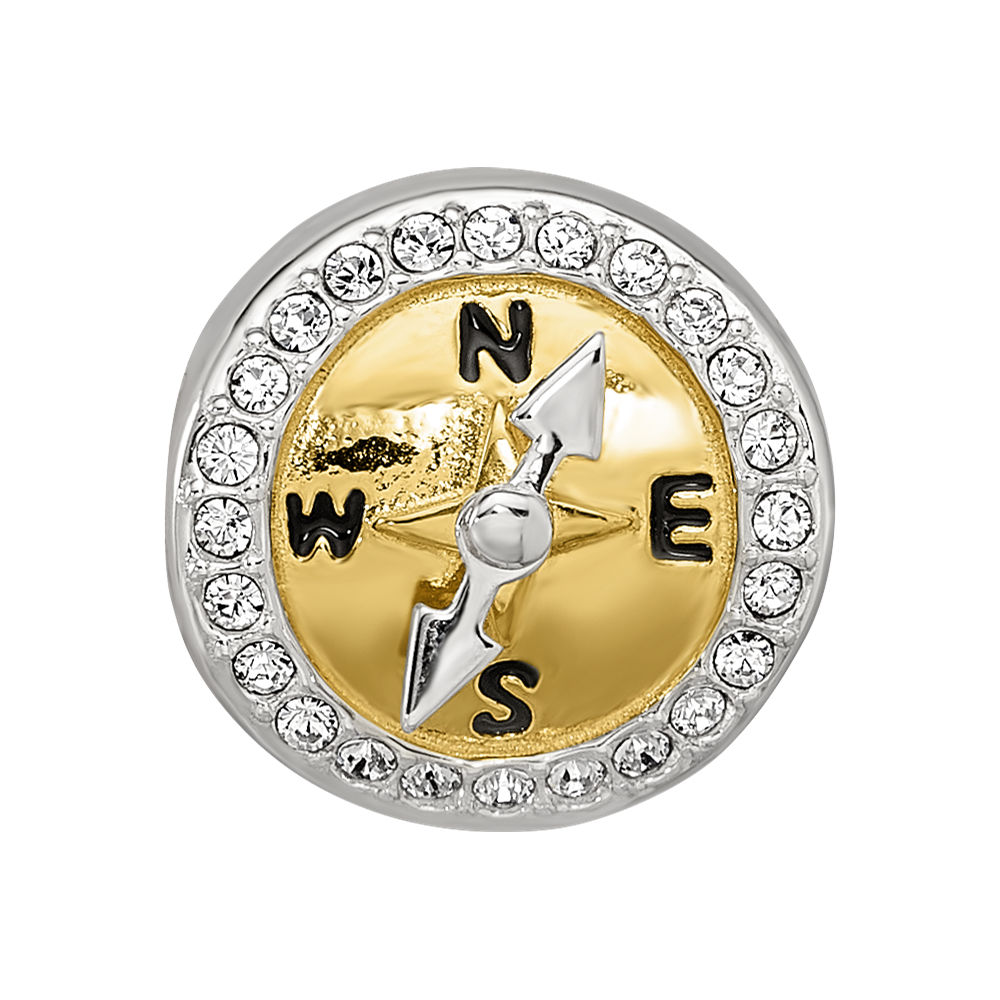 Sterling Silver Reflections Gold Tone CZ Moveable Compass Bead