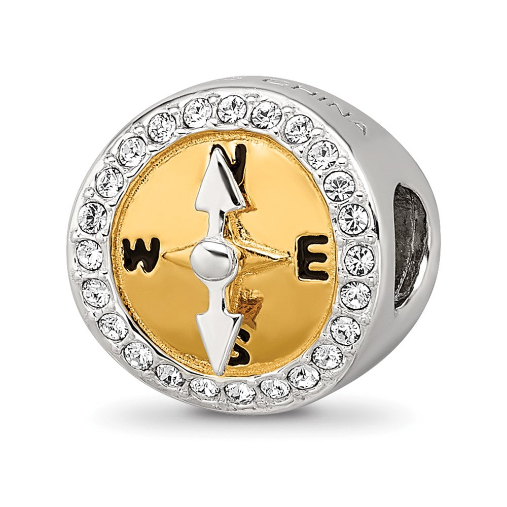 Sterling Silver Reflections Gold Tone CZ Moveable Compass Bead