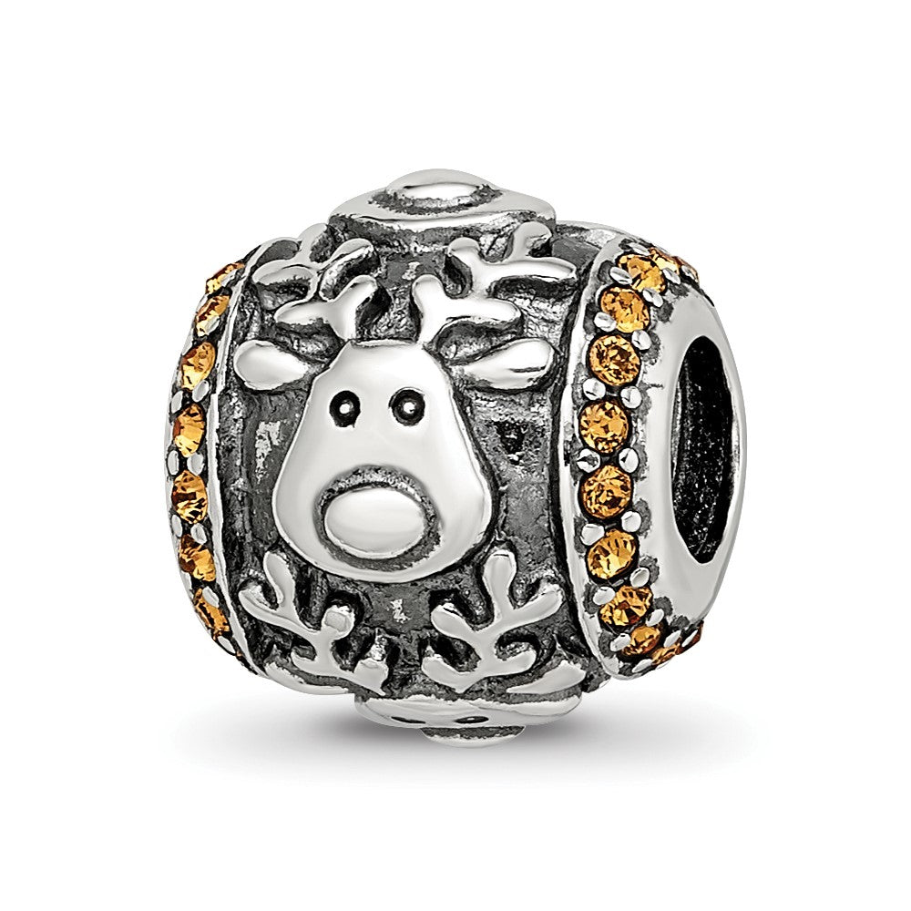 Sterling Silver Reflections Crystals Reindeer Bead