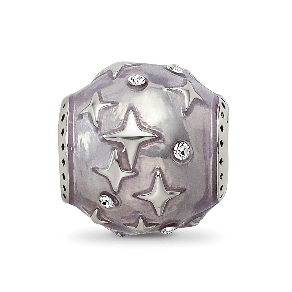 Sterling Silver Reflections Lavender Enamel & Crystal Star Bead