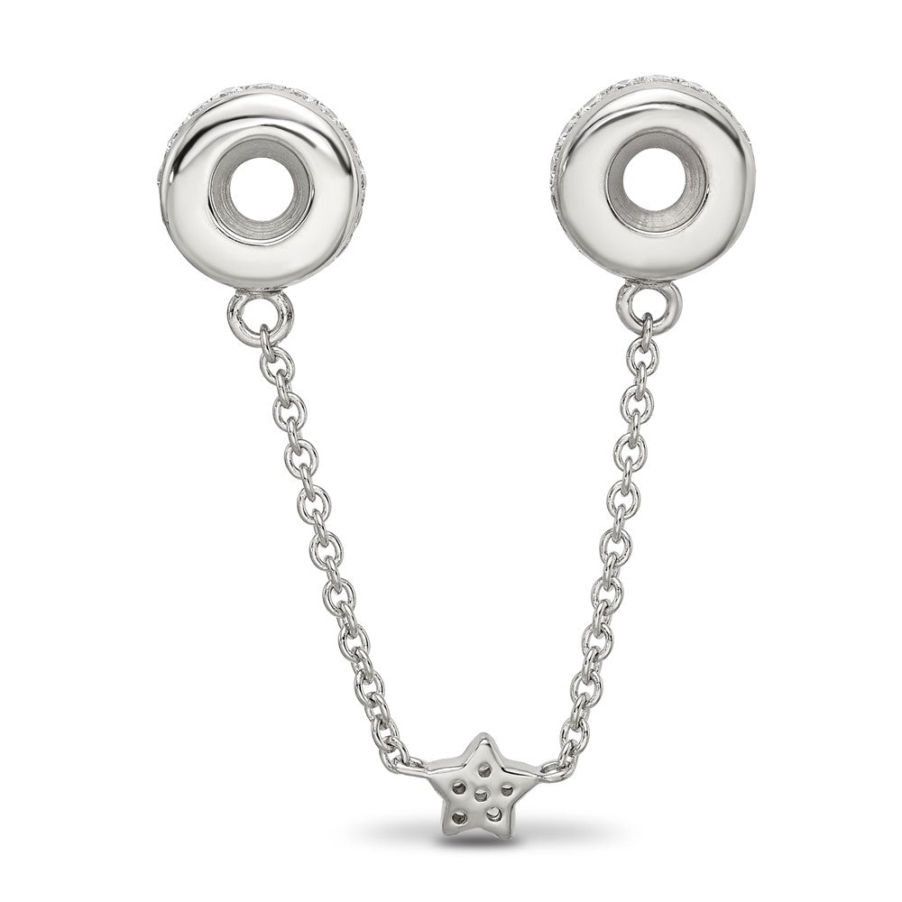 Sterling Silver Reflections Rhodium-plated 3in Security Chain CZ Beads