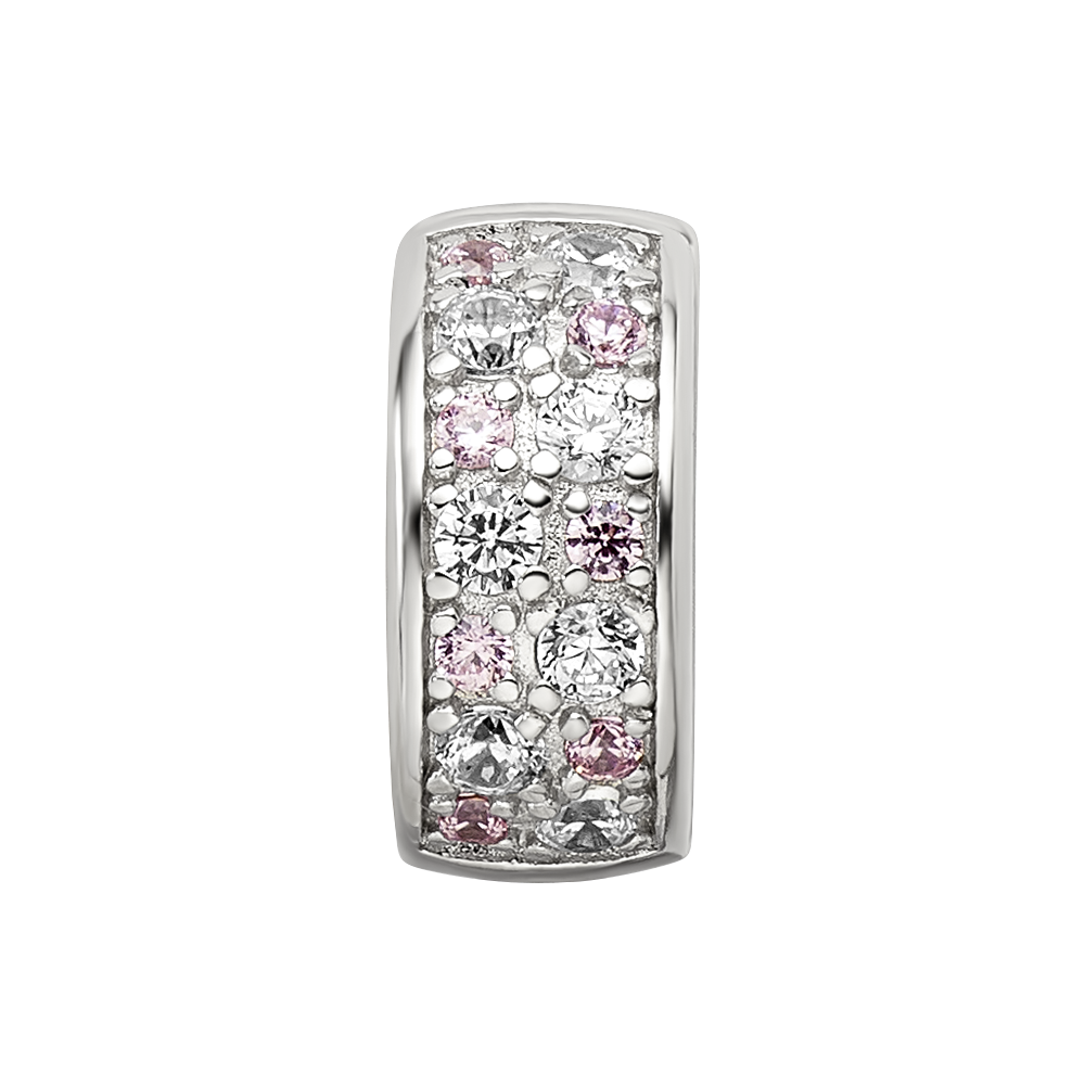 Sterling Silver Reflections Rhodium-plated White & Pink CZ Hinged Bead