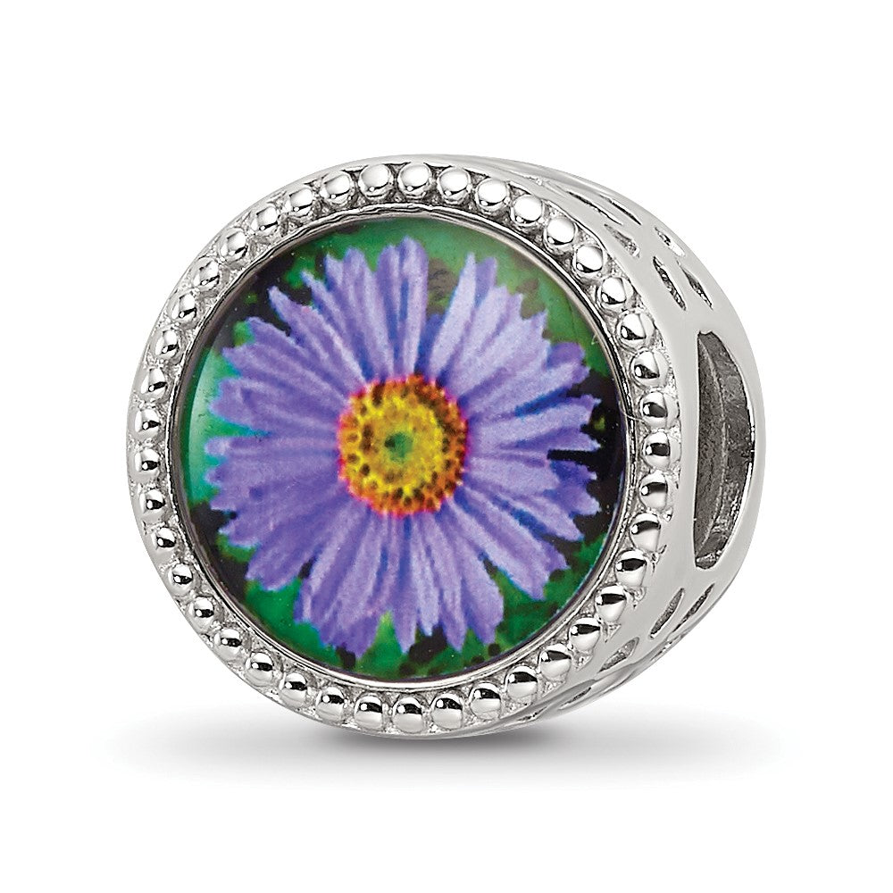 Sterling Silver Reflections Rhodium-plated September Flower Bead