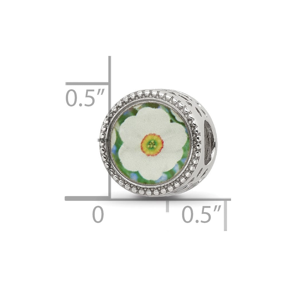 Sterling Silver Reflections Rhodium-plated December Flower Bead