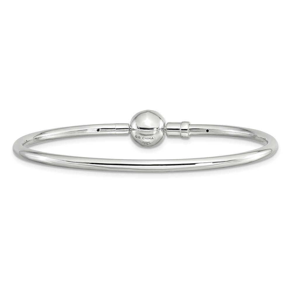 Sterling Silver Reflections Rhodium-plated Bangle with a Circle Clasp Bead