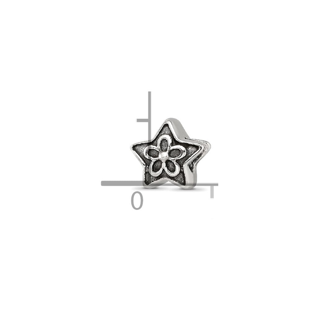 Sterling Silver Reflections Antiqued Star with Flower Bead