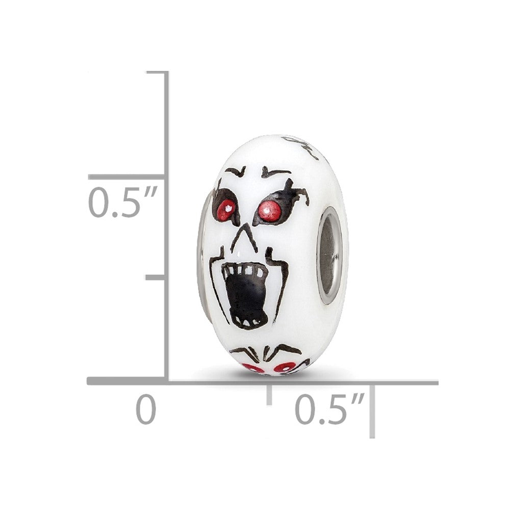 Sterling Silver Reflections Hand Painted Ghouls, White Glass Bead