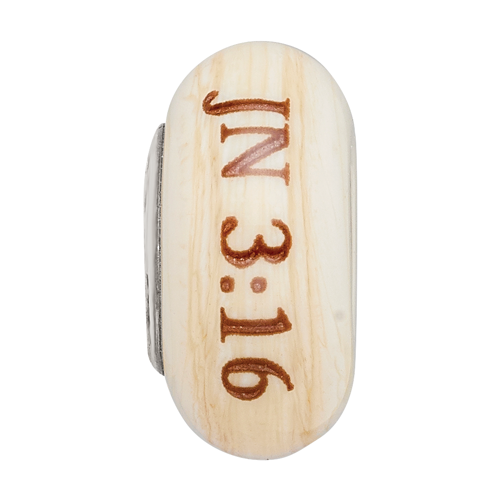 Sterling Silver Reflections Hand Painted Religious, Cream Glass Bead