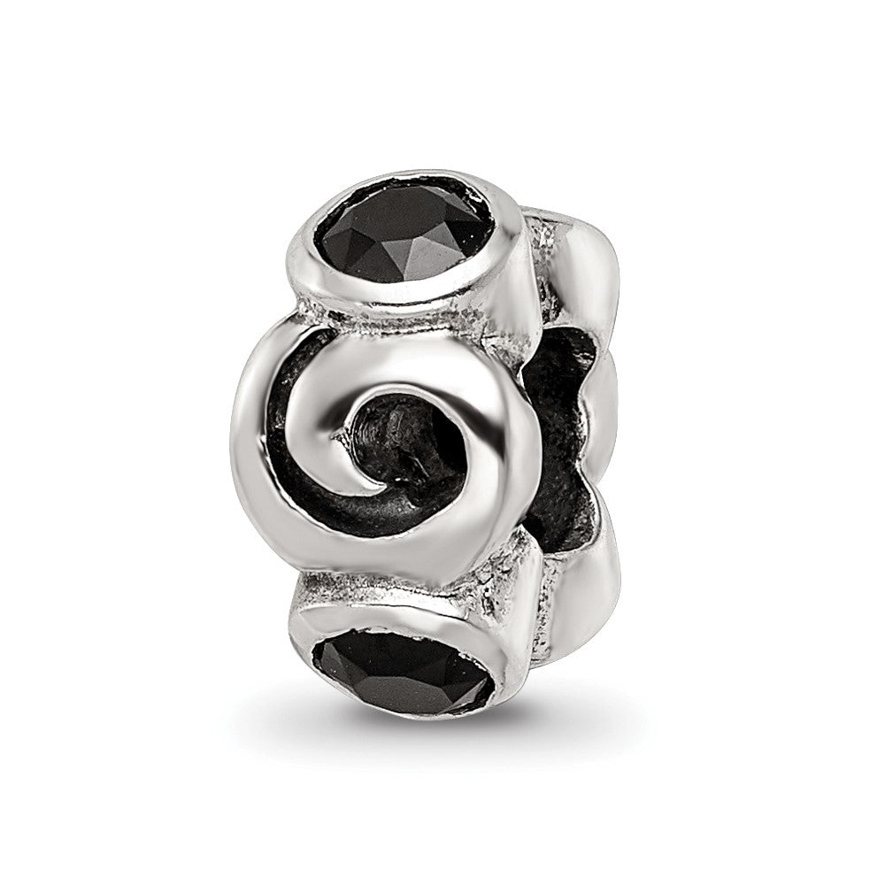 Sterling Silver Reflections Black CZ Bead
