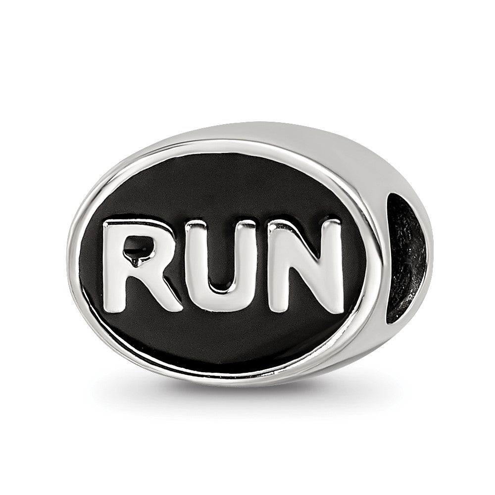 Sterling Silver Reflections Black Enameled Run Bead