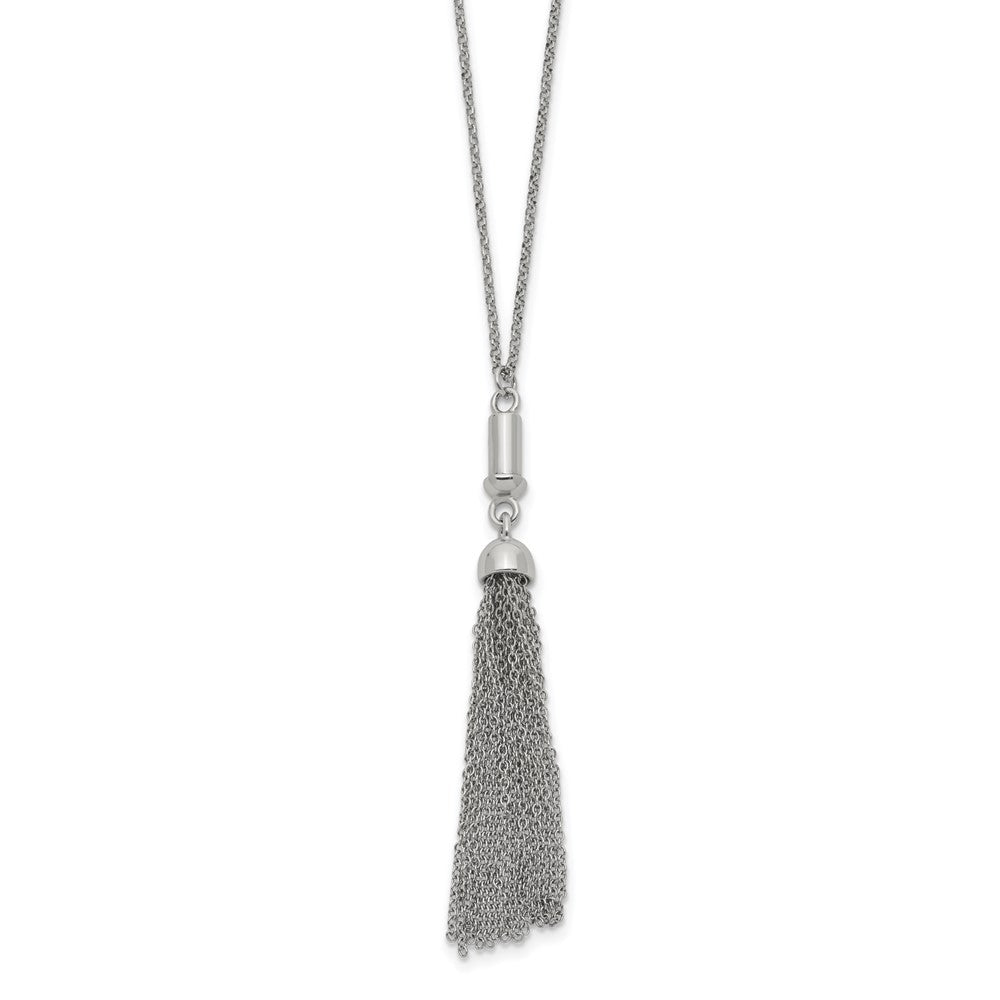 Sterling Silver Reflections Rhodium-plated Tassel 27.5in Necklace
