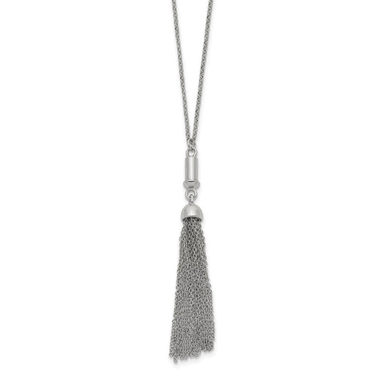Sterling Silver Reflections Rhodium-plated Tassel 27.5in Necklace