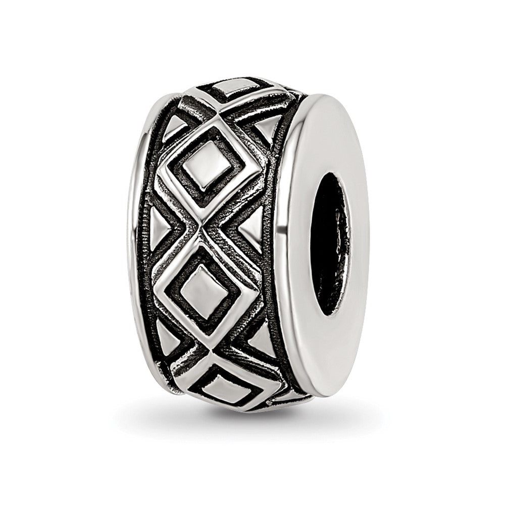 Sterling Silver Reflections Antiqued Diamond Pattern Bead