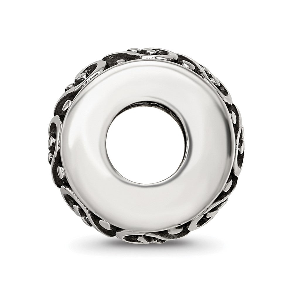 Sterling Silver Reflections Antiqued Heart Pattern Bead