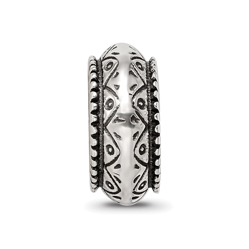 Sterling Silver Reflections Antiqued Aztec Pattern Bead
