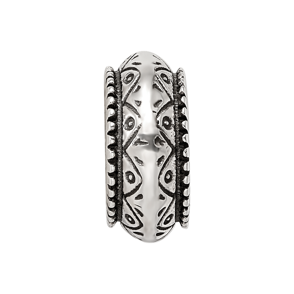 Sterling Silver Reflections Antiqued Aztec Pattern Bead
