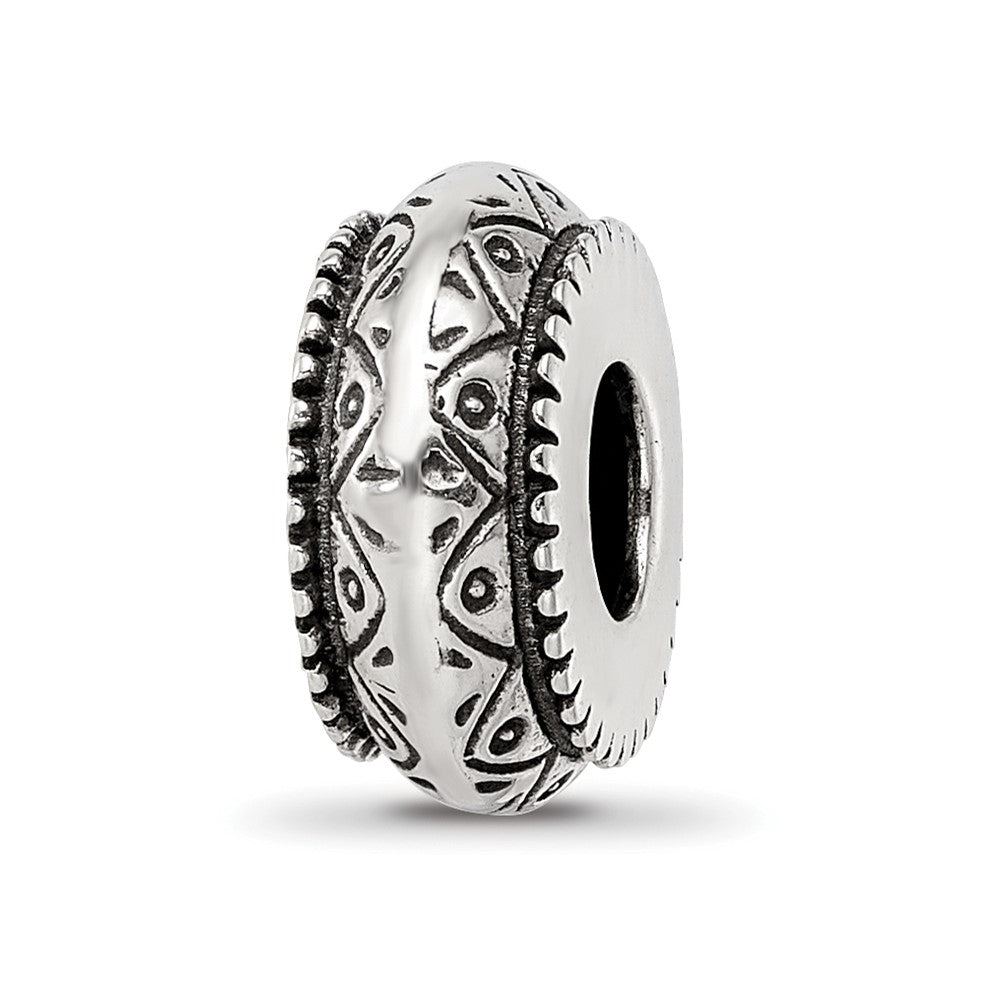 Sterling Silver Reflections Antiqued Aztec Pattern Bead