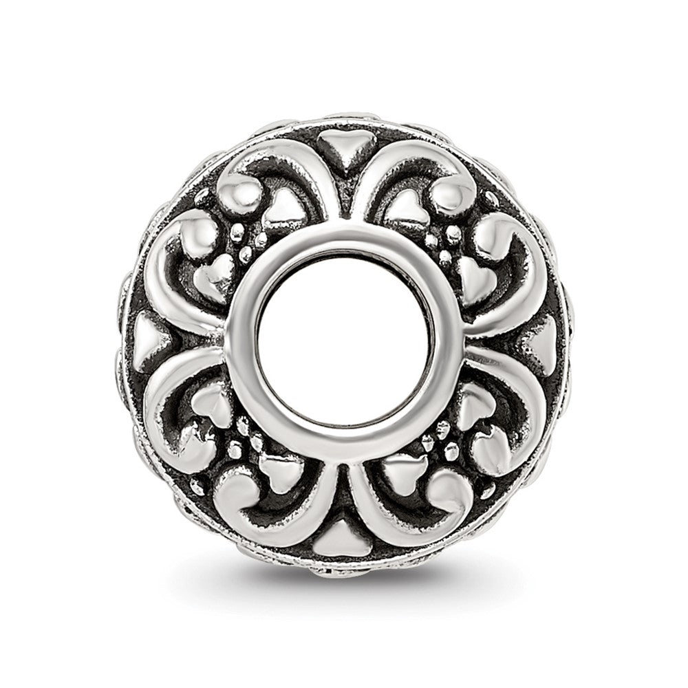 Sterling Silver Reflections Antiqued Small Hearts Pattern Bead