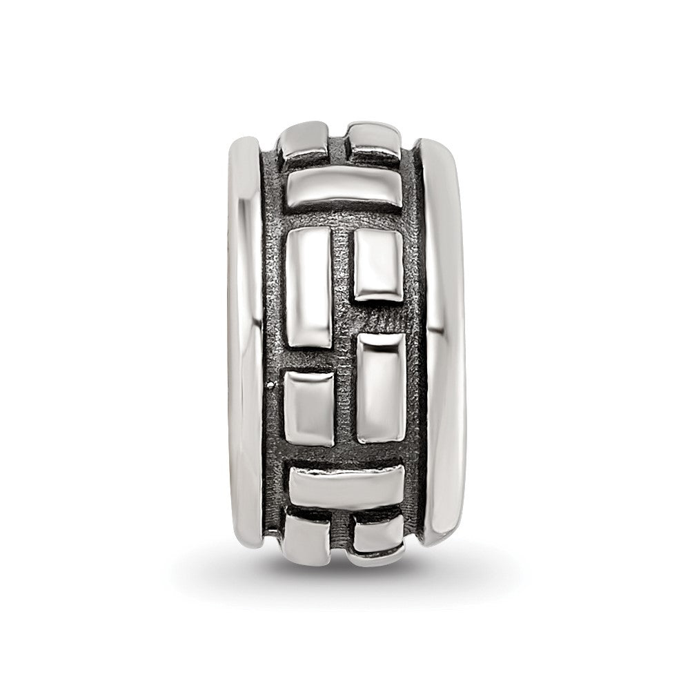 Sterling Silver Reflections Antiqued Brick Pattern Bead