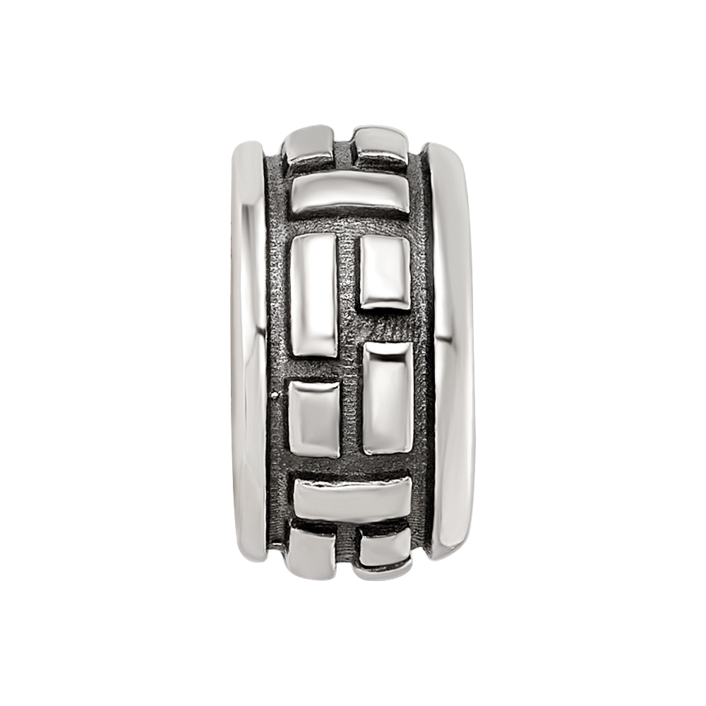 Sterling Silver Reflections Antiqued Brick Pattern Bead