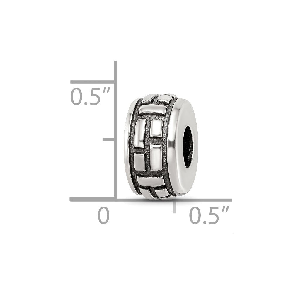 Sterling Silver Reflections Antiqued Brick Pattern Bead