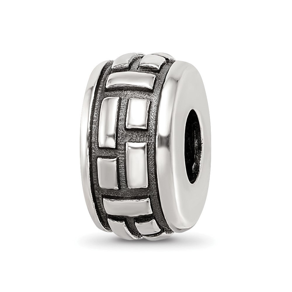 Sterling Silver Reflections Antiqued Brick Pattern Bead