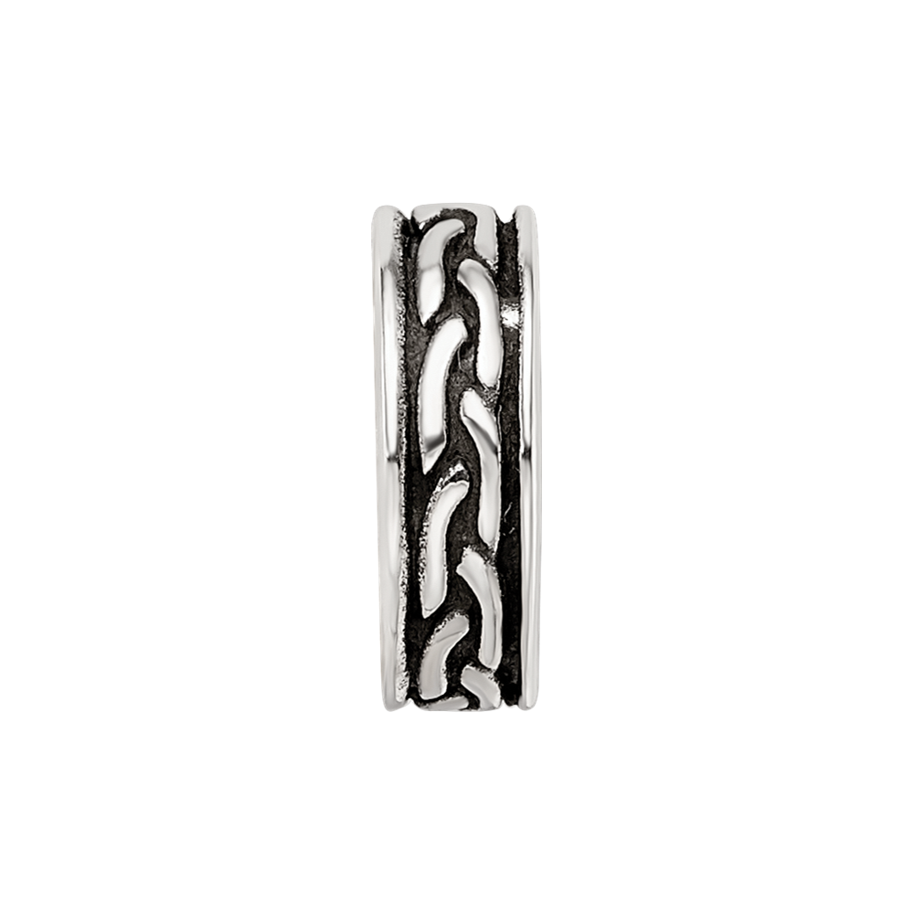 Sterling Silver Reflections Antiqued Small Chain Pattern Bead