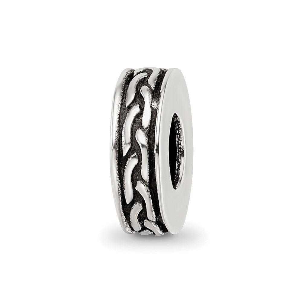 Sterling Silver Reflections Antiqued Small Chain Pattern Bead