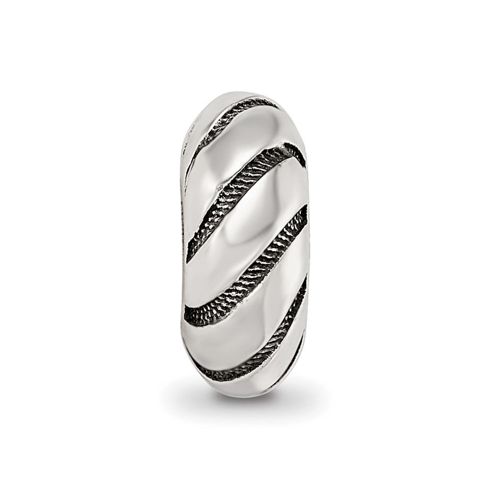 Sterling Silver Reflections Antiqued Swirl Pattern Bead