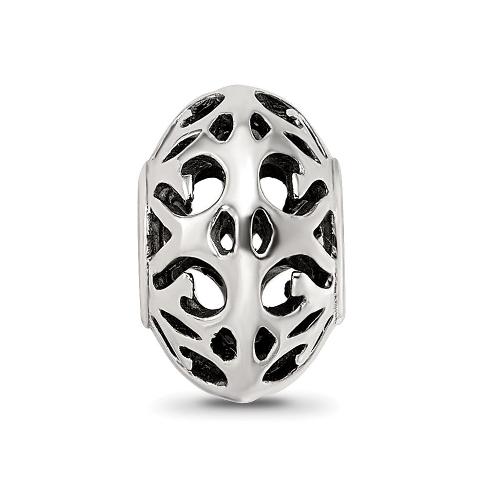 Sterling Silver Reflections Antiqued Hollow Pattern Bead