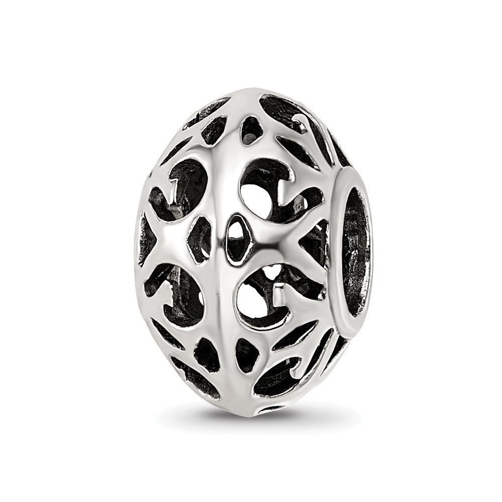 Sterling Silver Reflections Antiqued Hollow Pattern Bead