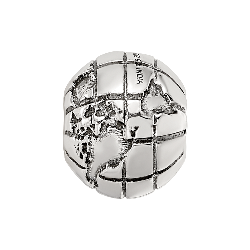 Sterling Silver Reflections Antiqued Globe Pattern Bead