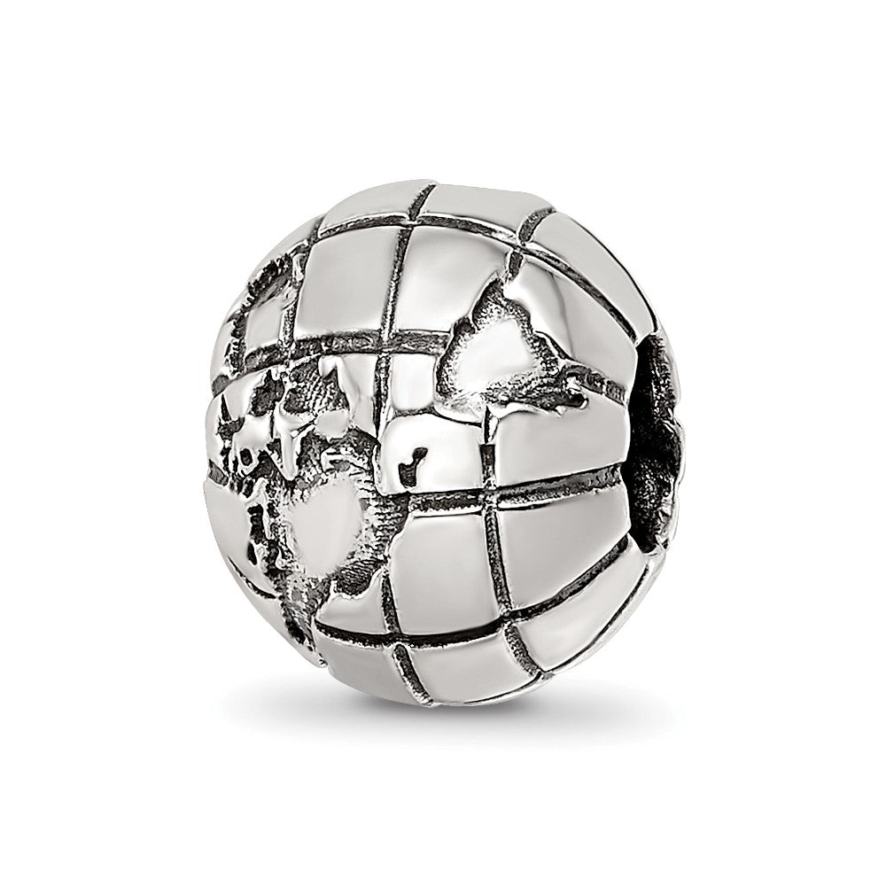 Sterling Silver Reflections Antiqued Globe Pattern Bead