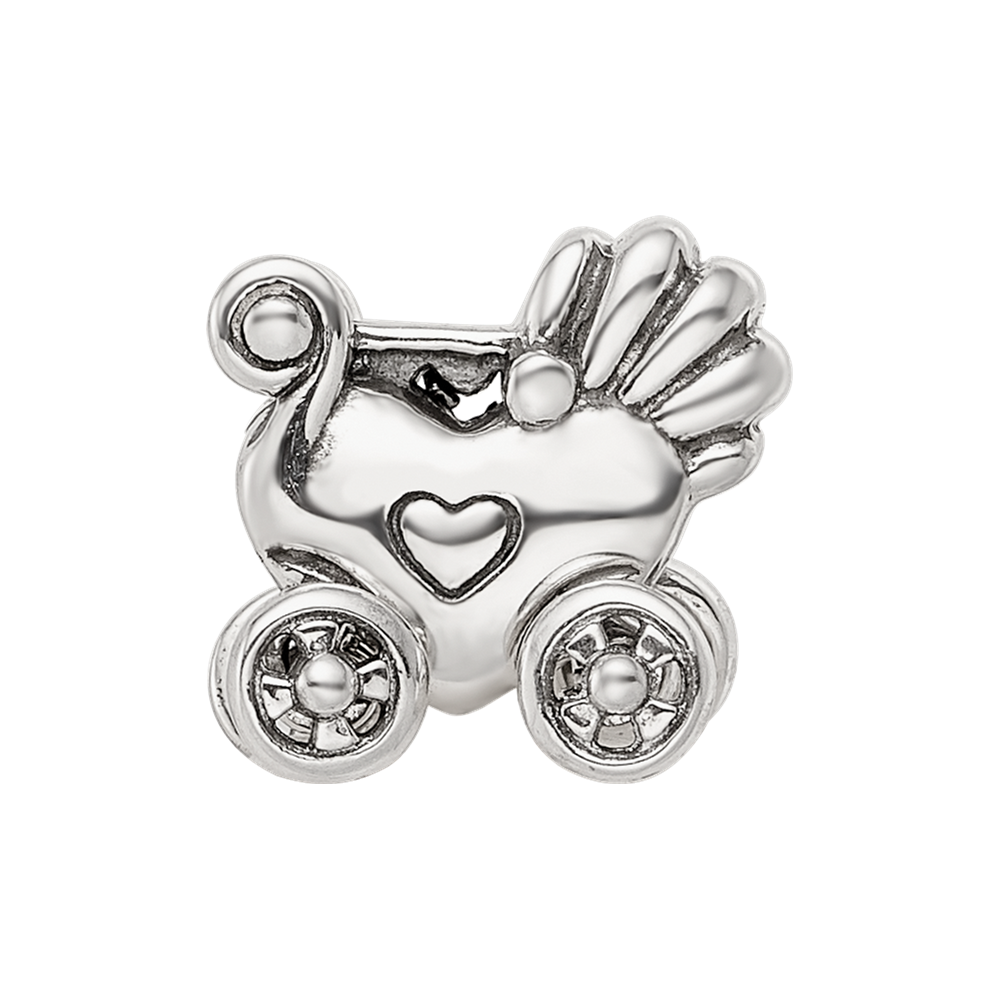 Sterling Silver Reflections Antiqued Carriage Moveable Wheels Bead