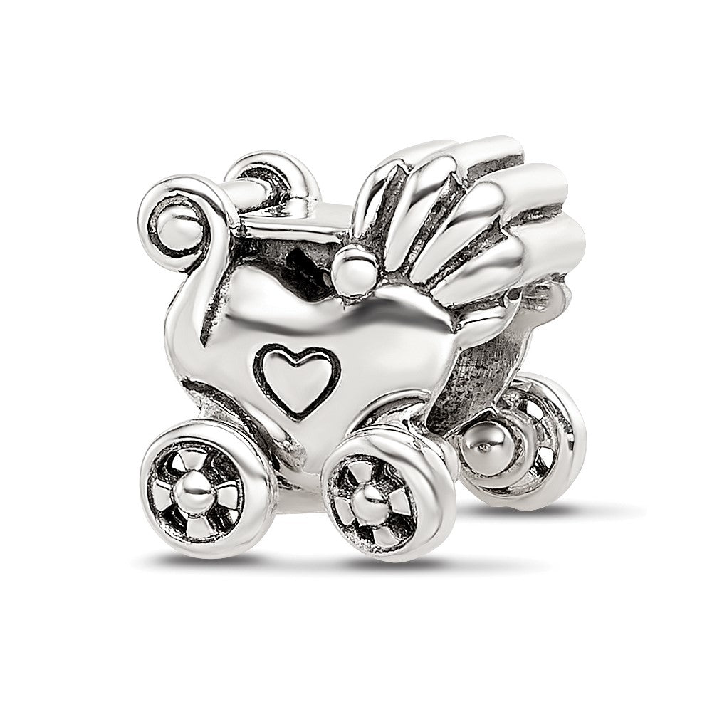 Sterling Silver Reflections Antiqued Carriage Moveable Wheels Bead