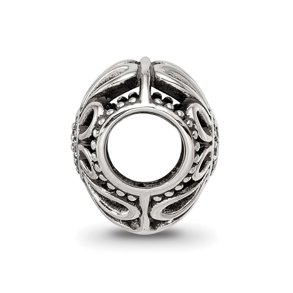 Sterling Silver Reflections Antiqued CZ Heart Bead