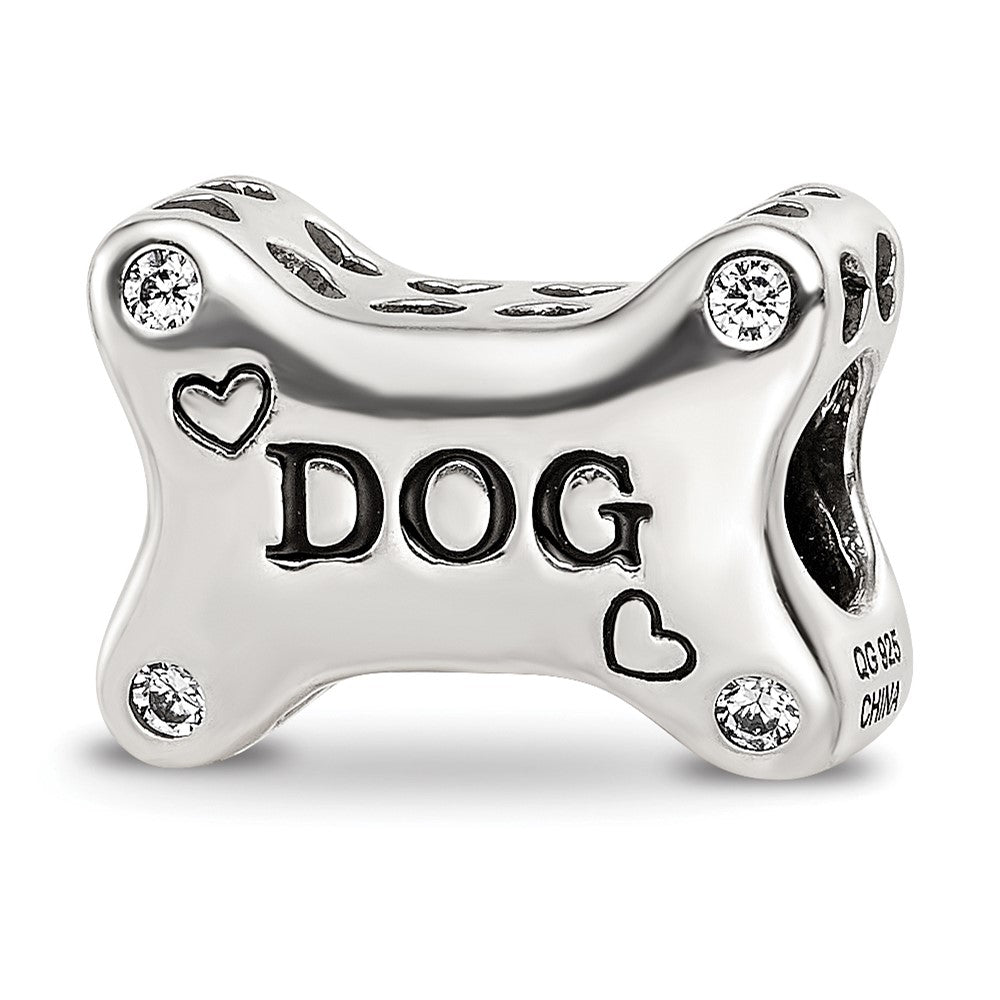 Sterling Silver Reflections Enamel Dog Bone CZ Bead